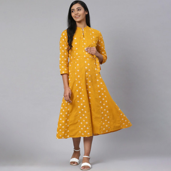 https://wavique.com/vi/products/women-mustard-yellow-off-white-printed-pure-cotton-maternity-a-line-dress